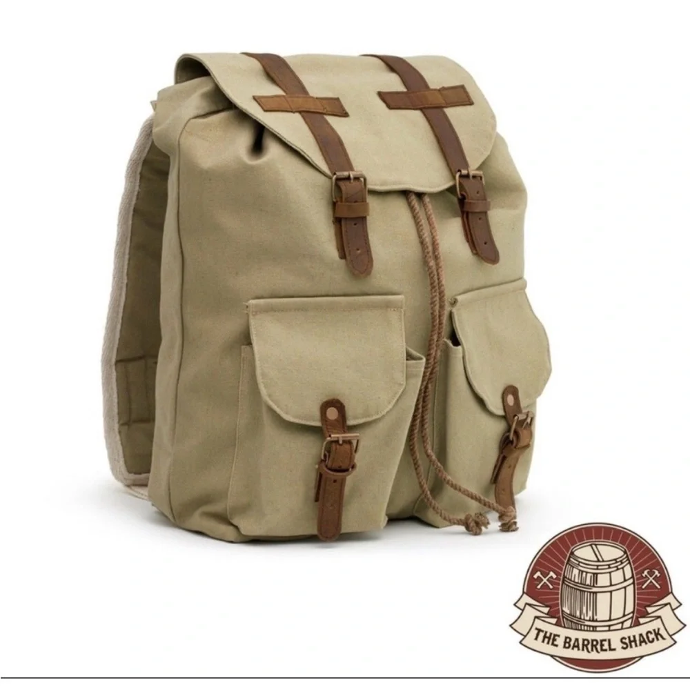 NWT The Barrel Shack Nina canvas backpack utility camping neutral outdoor